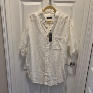 Roundtree & Yorke Men's Cream Casual Button Down Shirt